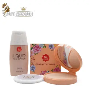 Paket 2in1 Viva Compact Powder Natural & Liquid Foundation 30ml - Bedak Compact Padat Ringan Halus dan Alas Bedak