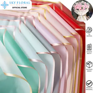 SKY Ecer Flower Wrapping Paper Varian List Gold Emas Kertas Buket Bunga Cellophane Florist goldline KB10