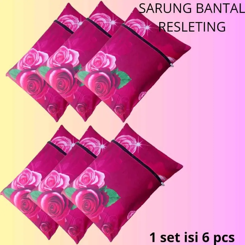 SARUNG BANTAL Resleting DEWASA PAKET ISI 1/3/6 PICS BAHAN  Kain Katun LEMBUT sarung bantal dan guling RANDOM 2