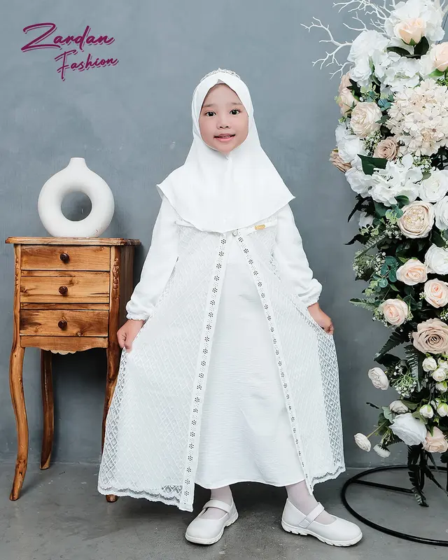 Afifa gamis set anak perempuan malika mix cringkle/ gamis anak cantik elegant gamis set terbaru 4