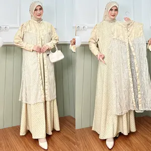 MUSTIKA.GAMIS - Gamis Khansa Bahan Salsabila Twill Luxury Set – Gamis 2-in-1 Outer & Inner Digital Printing