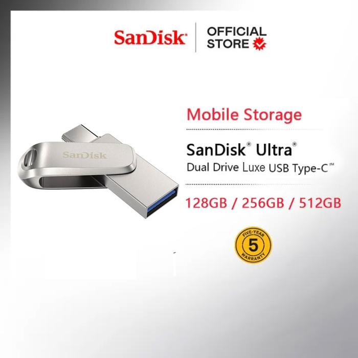Promo SANDISK Ultra Dual Drive Luxe USB Type-C ~ 128GB 256GB 512GB ...