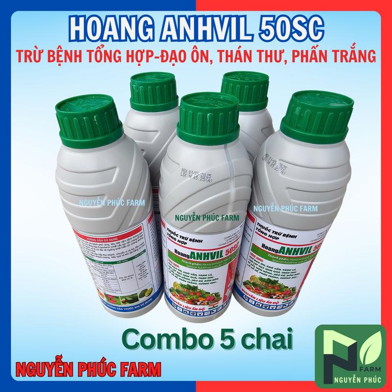  Combo 5 chai   Thuốc trừ bệnh Hoanganhvil Anvil  Hexaconazole 50SC  1 lít chặn đọt sầu riêng trừ nấm bệnh đạo ôn thán thư rỉ sắt,.. 