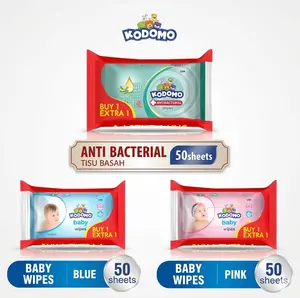 BUY 1 GET 1 Kodomo Baby Antibacterial Wipes isi 2X 50'S - Tisu Basah Bayi Anti Bakteri dengan Aloe Vera dan Tea Tree Oil, Total 100'S