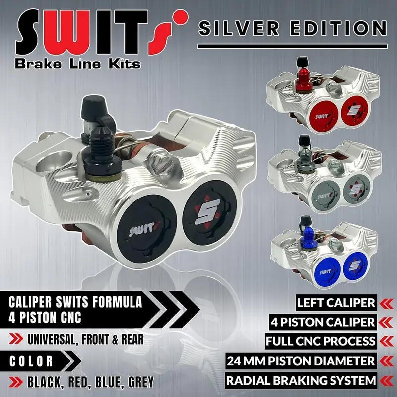 Kaliper SWITS FORMULA 4 Piston COIN Model KIRI Full Aluminium CNC 0