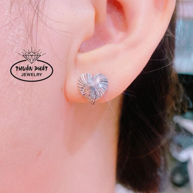 Phụ Kiện Bông Tai Nữ B0243 Cài Hình Tim 10li Sáng Chiếu Đeo Tai Sang Trọng Trang Sức Bạc Ý Xi Bạch Kim - Bạc Thuận Phát Khuyên Tai