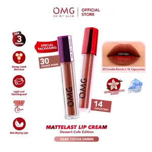 OMG Lip Cream Matte Oh My Glam Mattelast Lipcream Ombre Lipstik Halal BPOM Bibir Lipstick Waterproof Kering Wanita Gloss Liptint Lipgloss Pewarna Cosmetic Kosmetik