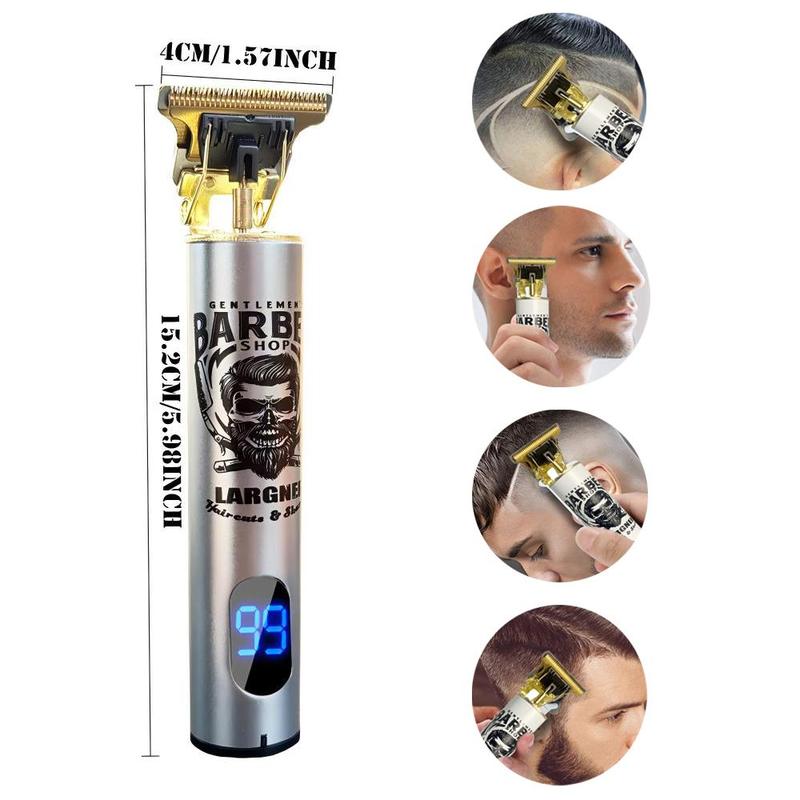 LARGNER Electric Clippers Barber Grooming Kit Rechargeable Cordless Close Cutting T-Blade Trimmer Hair Clippers for Men Zero Gapped Detail Beard Shaver,Zero Gapped T-Blade Hair Trimmer LED Display, Rechargeable Cordless Grooming KitT9 1