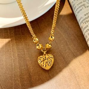 Kalung, Vietnam, Hati Terbuka, Bersalut, Untuk Wanita, Barang Kemas, 10.35g kamassi titanium jewelry original Rantai perempuan long chain heart necklace