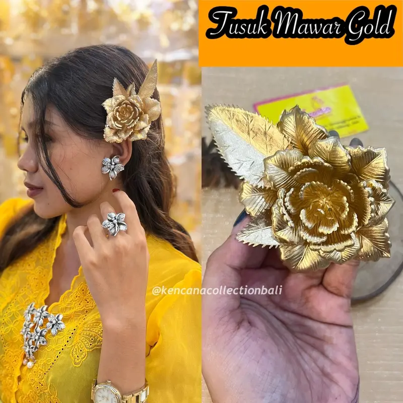 Tusuk Bunga Latex/hiasan Bunga Gold-Aksesoris kundangan Wanita 1