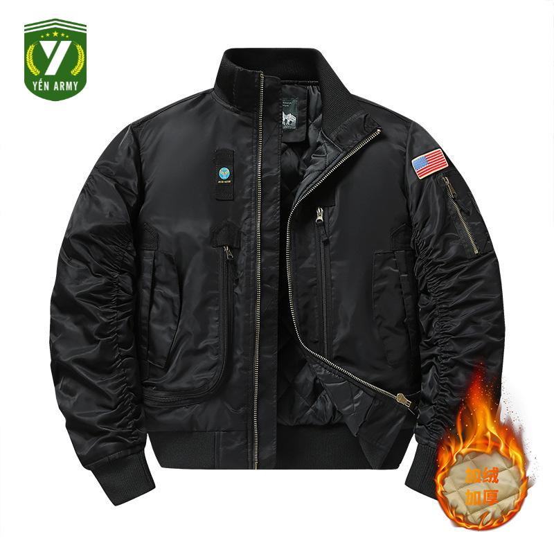  Áo Khoác Pilot Phi Công Chần Bông 3 Lớp Dày Màu Đen   Xanh Rêu   Vàng Cát - Mã PL1983 - Tặng Kèm Lá Cờ Việt Nam Dán Áo 