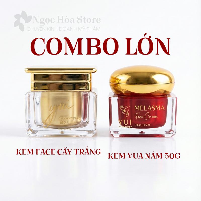  Combo Lớn YUI | Kem Face Cấy Trắng + Kem Vua Nám 30g | Da Sáng Đều – Mờ Nám 