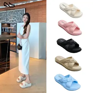 LushStep Sandal Wanita Kekinian Tali Silang  Flat Shoes Wanita Korea Desain Korea Super Nyaman