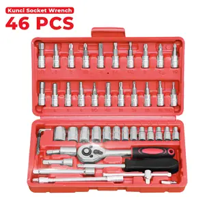 Set Kunci Socket Wrench 46 Pcs Tahan Karat Dengan 21 Mata Obeng Kunci Socket Bahan Baja