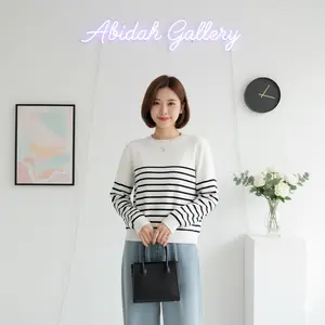YORA SWEATER RAJUT STRIPE GARIS KECIL  PREMIUM SWEATER GARIS LURIK RAJUT KNITWEAR  Wanita Atasan Panjang Salur Oversize Top Baju