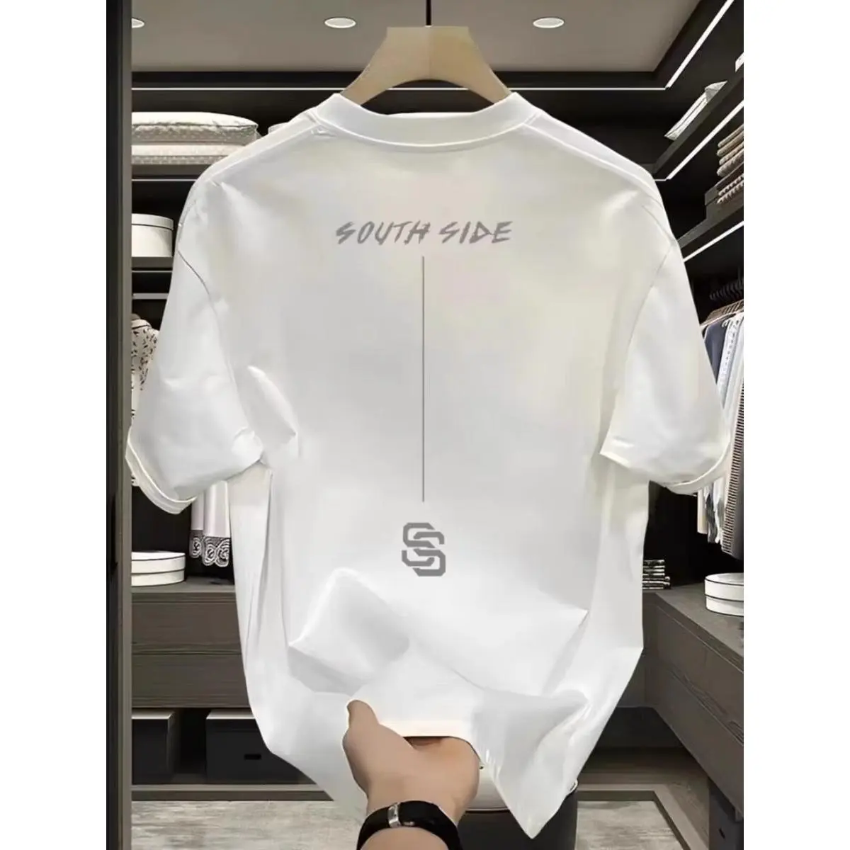 Short-sleeved T-shirt men's spring new ins tide trend loose round neck men's printed bottoming shirt cotton