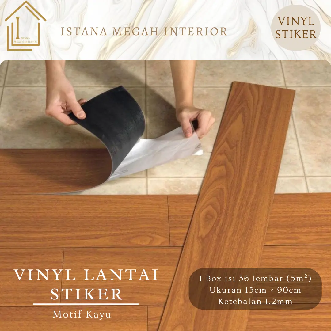 Vinyl Lantai Sticker Plank Motif Kayu Tebal 1.2mm