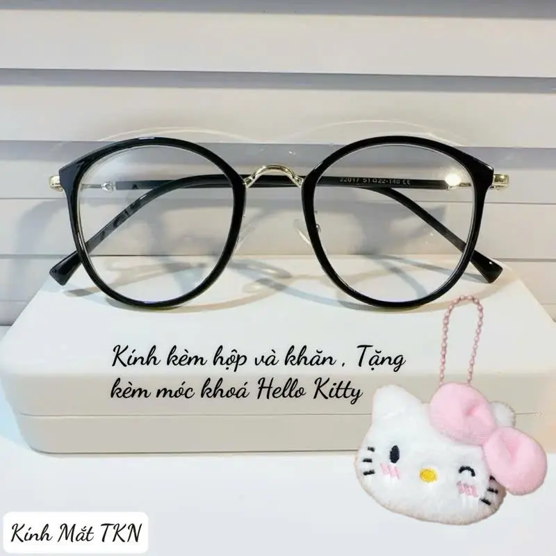 [ Mã N001 ]  TKN Eyewear : KÍNH NGỌC KEM - FROM BẦU TRÒN Hợp Mặt Vừa và TO ( Kèm hộp + khăn lau ) Mắt Mèo
