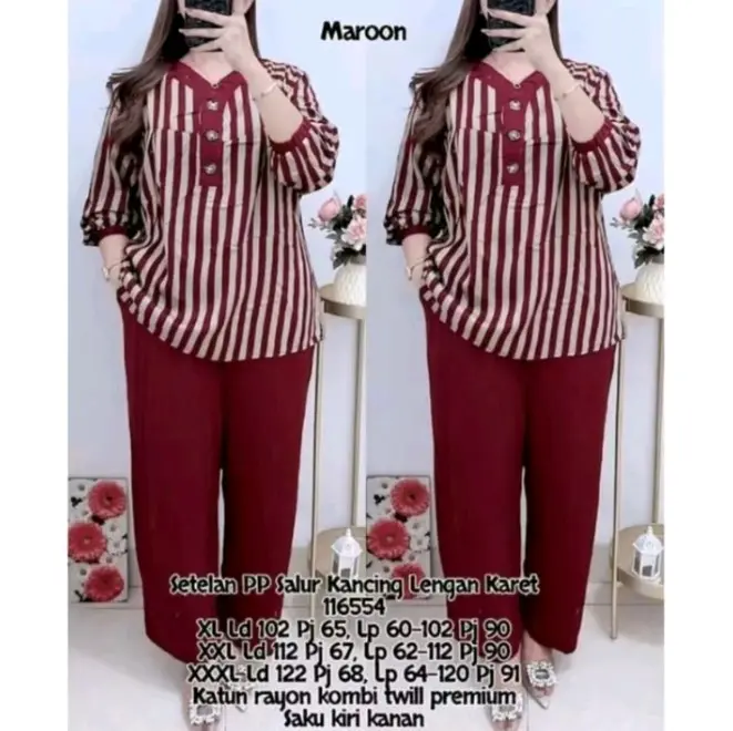 BIG PROMO!!! STELAN WANITA TERBARU/STELAN KOMBINASI POLOS/MOTIF SALUR KEKINIAN/STELAN TERLARIS