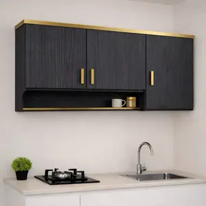 Kitchen set atas minimalis Aesthetic / Rak Lemari Gantung Dapur / Rak dinding atas KSA Ebony gold 2 3 pintu / Rak dapur Furniture