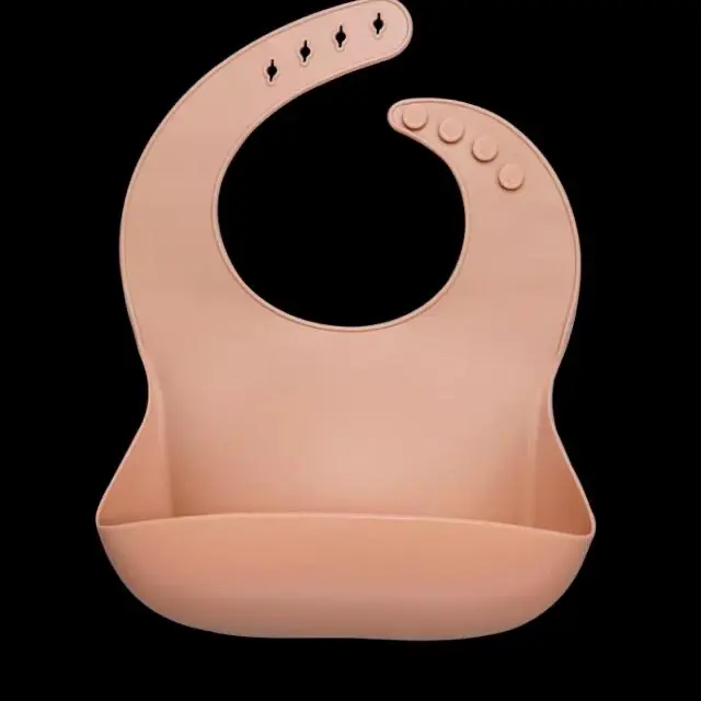 silicone bib - apricot sillicone 3in1-lightblue(box Rubber Orange