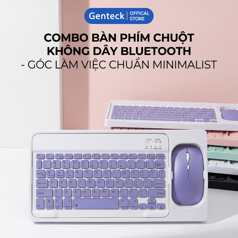 Combo Bàn Phím Kèm Chuột Không Dây Bluetooth SMTech Cho iPad Máy Tính Bảng Laptop Êm Ái Chính Xác