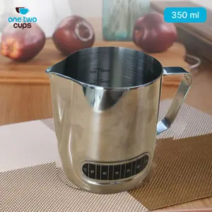 Cahaya Bundaran - One Two Cups Gelas Milk Jug Latte Art Espresso Thermometer 350ml - L-2016