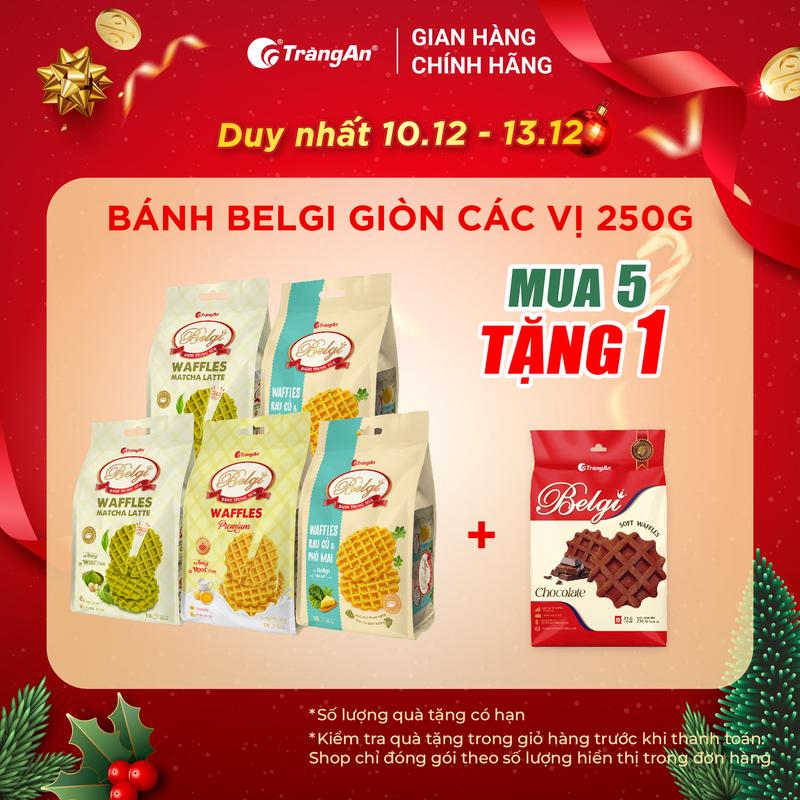 Vị mới tặng 4 bánh Bánh cookie Belgi trứng sữa vị RAU CỦ PHÔ MAI giòn xốp bổ sung DHA túi 278g | Bánh kẹo Tràng An