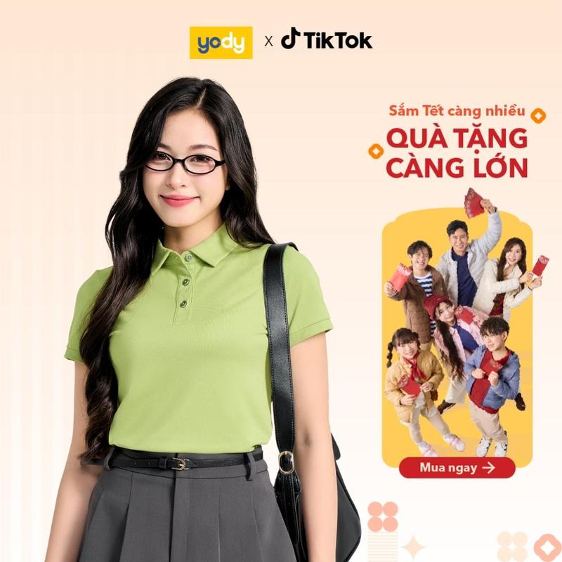 YODY Áo Polo Nữ Vải Mắt Chim Cổ Bẻ Tay Ngắn Thoáng Mát Mềm Mịn APN7280