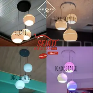 Lampu hias gantung cabang 3 bulat ,cabang 3 panjang,cabang 1