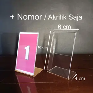 Akrilik Bening No Meja Desk Ukuran 10 x 6 cm Potrait L & Potrait T tebal 2mm