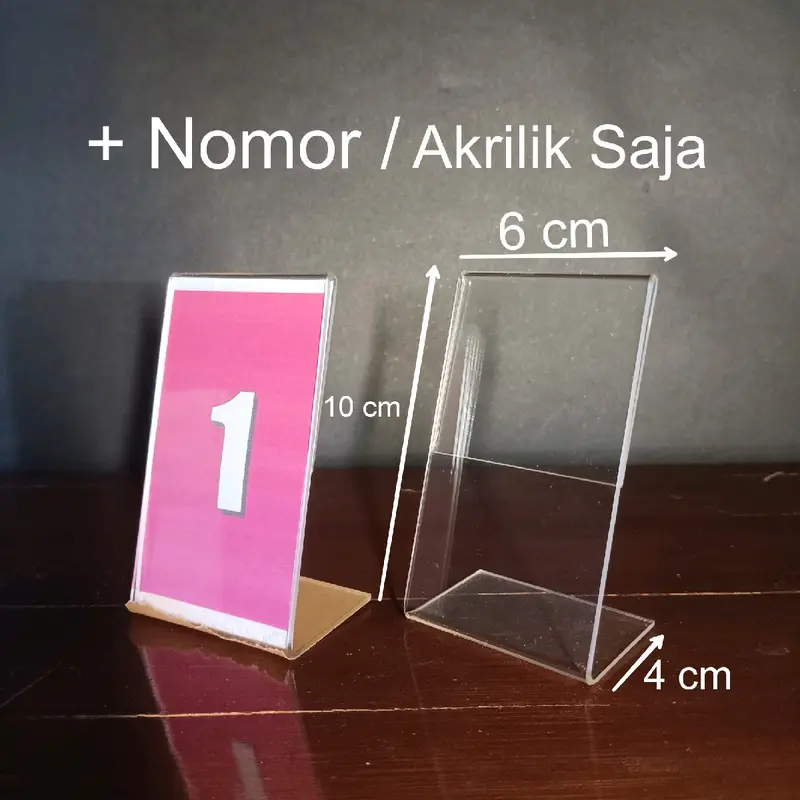 Akrilik Bening No Meja Desk Ukuran 10 x 6 cm Potrait L & Potrait T tebal 2mm 0