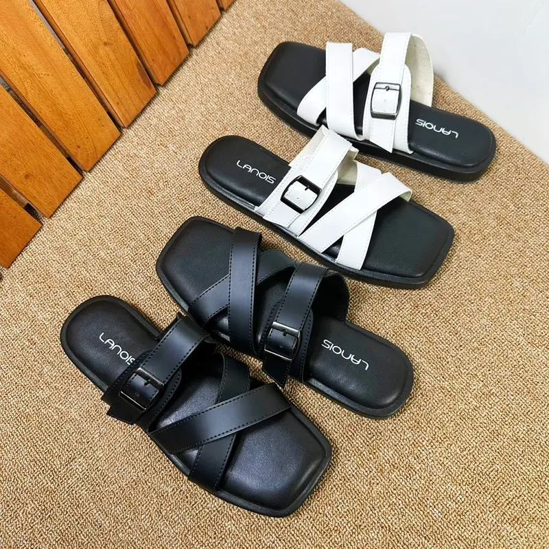 LANOIS Sandal Wanita Platform Series Sendal Kasual Cewek Strap Tali Silang Gesper Simple Elegant 3