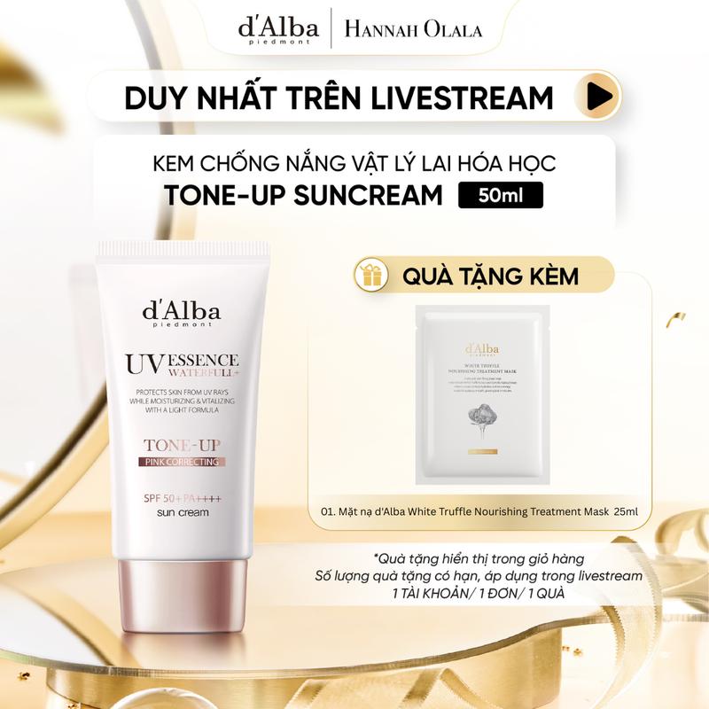   d'Alba x HannahOlala  Kem Chống Nắng Vật Lý Lai Hóa Học  d'Alba Waterfull Tone-Up Sun Cream SPF50 + PA + + + + 50ml 