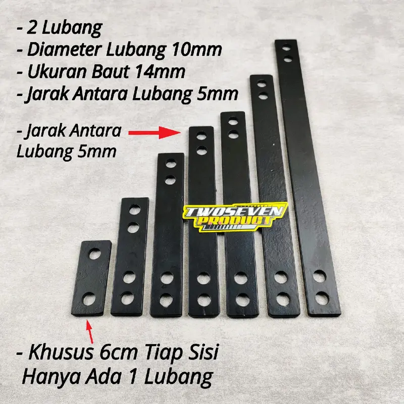 Breket Knalpot Plat Besi Tebal Lubang 10mm Lurus Universal Motor Panjang 6 10 15 18 20 25 30 Cm 0