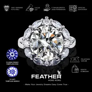 FEATHER HONGKONG - ( Adjustable ) - Cincin Whitegold Best Seller Wanita Lapisan Platinum Jewelry Import