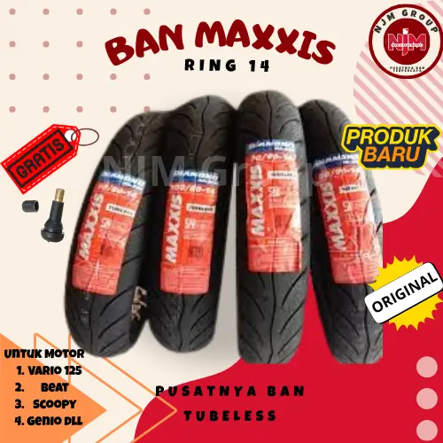 Ban Motor Maxxis Diamond Ring 14 Tubeless 70/90 80/80 90/90 80/90 90/80 Gratis Pentil