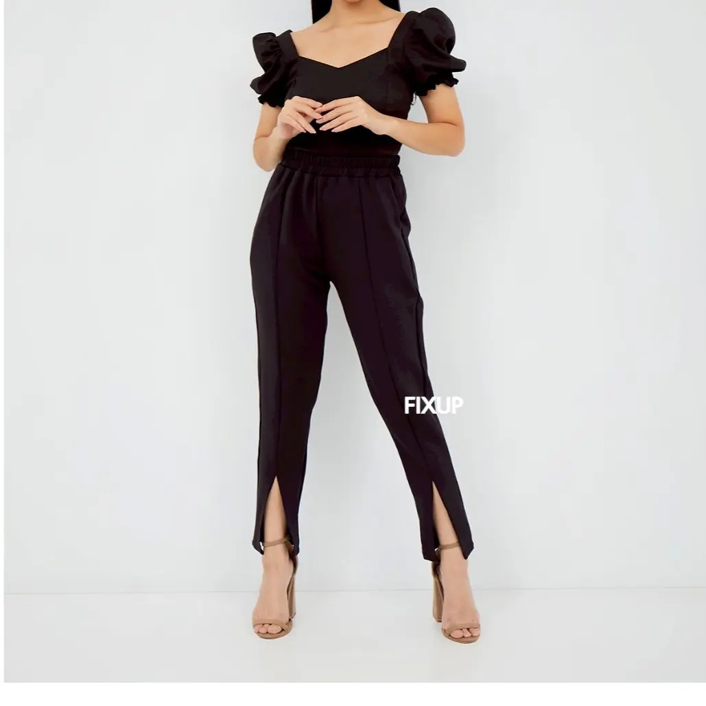 FIXUP - Celana slit Pants Baggy Bawahan Scuba Celana Panjang Hitam Celana Jumbo Celana Kulot Cullotes Pants - Basic Pants celana kulot