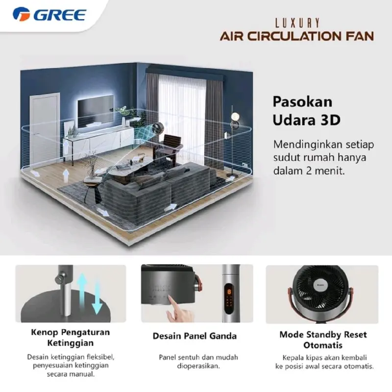 Air Circulation Fan Gree GCF-CIRCOOL14L | Stand desk 2in1 swing premium GCFCIRCOOL14L ion plasma 7