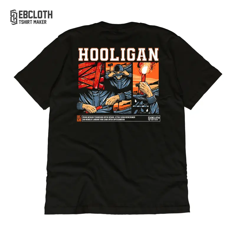 [EBCLOTH 016] Kaos Hooligans Volume 2 | Sablon DTF x Reflektif Menyala | Premium 0