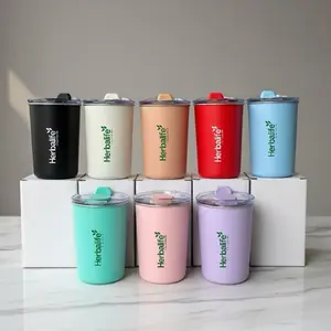 Mug telur stainless herbalife 350 ml untuk minuman panas dingin dengan tutup