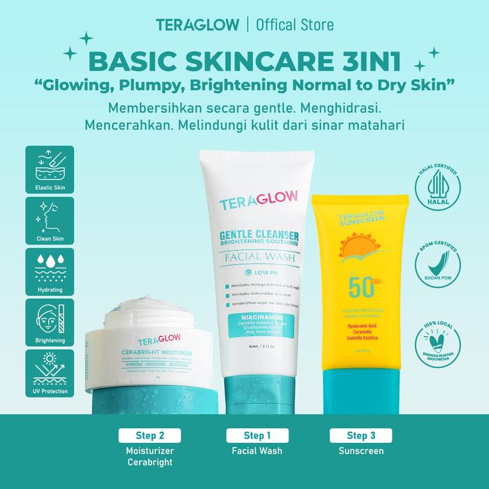 Gambar TERAGLOW Paket 3in1 Glow basic skincare plumpy brightening moisturizer cerabright dry skin dari TeraglowOfficial Kota Administrasi Jakarta Timur Tokopedia