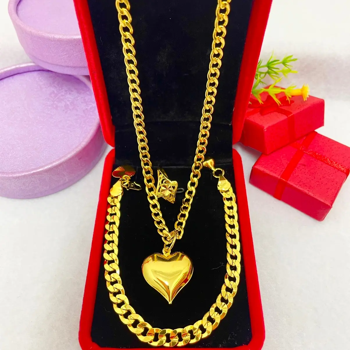 jewelry set perhiasan  asq KEGUNAAN HARIAN WANITA TERKINI Metal Coating Emas