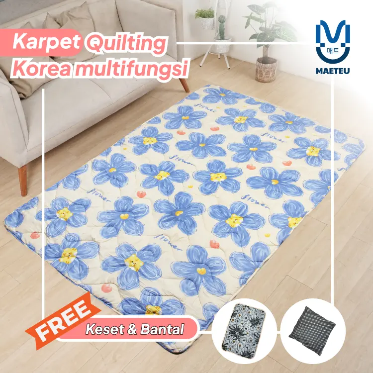 Maeteu Karpet Quilting Korea Viral Multifungsi Motif Bunga