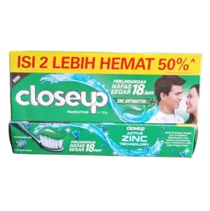 (Paket 1 Pack/Isi 2) Close Up Pasta Gigi Kemasan Hemat Isi 2 Tube 160gr x2 pcs - Mulut Gusi Perawatan Penyegar Menyembuhkan