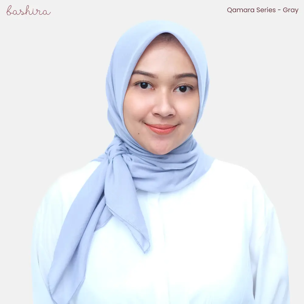 Bashira Hijab - Qamara Series - Gray (Hijab Polos Segi Empat - Paris Premium)