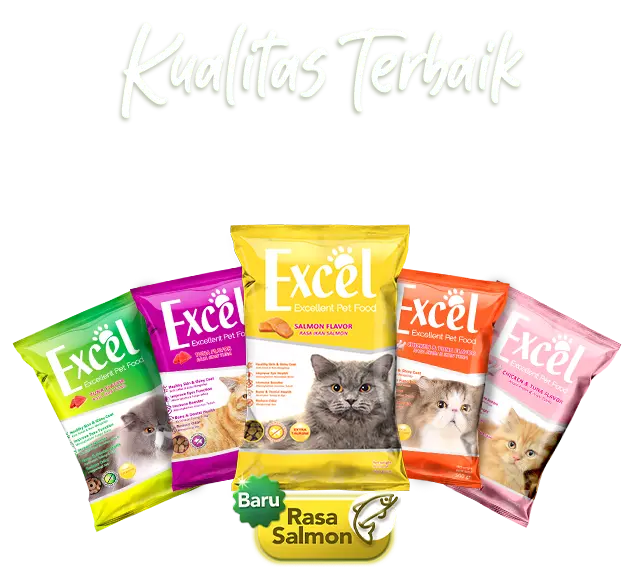 Makanan Kucing Excel Adult Dry Cat Food 500gr Freshpack Dewasa - Varian Ayam Tuna Ikan Salmon Bulat Kuning