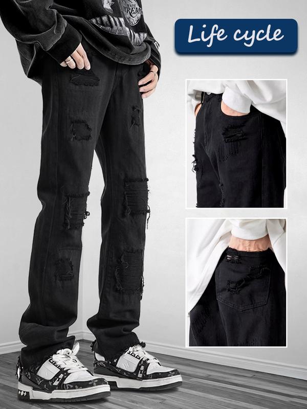  Life cycle Quần Jean Rách Tua Rua Phong Cách Mỹ Dành Cho Cặp Đôi Xu hướng Quần Ống Loe Siêu Nhỏ quần jeans nam,quần màu đen boy phố,rock revival chính hãng,boyfriendjeans,cao cấp,bonkers,shiny Menswear Pants 