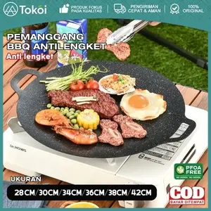 42CM Grill Pan Panggangan BBQ Anti lengket Panggangan Bulat Kompor Wajan Bulat Multifungsi 30-42cm
