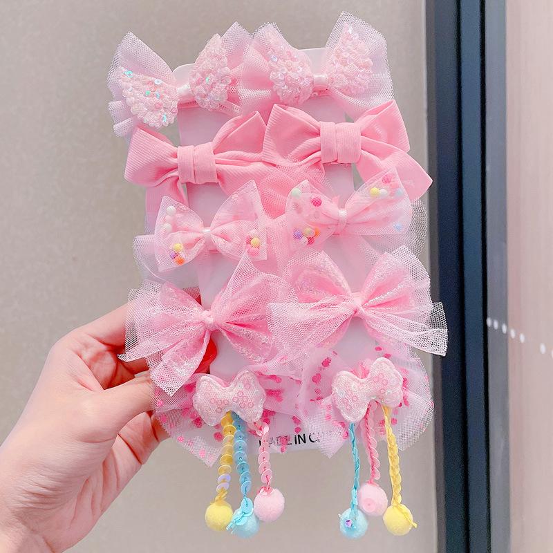 Kẹp Tóc Nơ Hoa Cho Trẻ Em, Phụ Kiện Đội Đầu Cho Em Bé Dễ Thương, 10 Cái, Thích Hợp Cho Bé Gái, Kẹp Bên Không Làm Tổn Thương Tóc, Làm Bằng Vải Gạc, Phụ Kiện Tóc 3